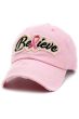 Distressed Believe Baseball Cap | Trendy Baseball Caps for Women