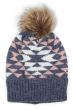 Aztec Faux Fur Pom-Pom Beanie Hat | Stylish Winter Beanie Hats for Women