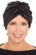 Woman in black velour turban for women