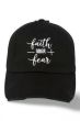Faith Over Fear Embroidered Baseball Cap | Distressed Baseball Cap for Women