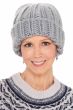 Woman in cute chunky knit winter cuff beanie for cancer patients