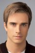 Man in a styled light brown short lace front wig