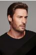 Man in a styled light brown short lace front wig