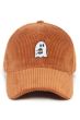 Halloween Ghost with Coffee Embroidered Corduroy Cap | Baseball Cap for Women