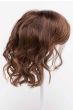 6" to 11.5" dark auburn wavy hair topper with bangs on stand
