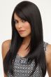 Woman in an extra long black wig with face front layers starting at the collar bone