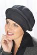 cancer patient beret for chemotherapy hair loss in black with pointelle stitching