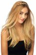 Woman in a ginger blonde thick braid headband hairpiece