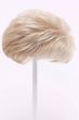 3.25" to 4" platinum blonde brushed back hair topper on stand