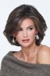 Raquel Welch in a chin length light auburn layered lace front bob wig
