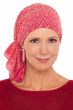 Slip On Slinky Headwrap Pre-Tied Head Scarf | Coral and Gold Chevron