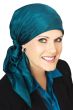 solid square silk head scarves for women - teal silk headscarf
