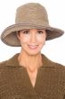 Woman in brown fall and winter chenille bucket hat with large upturned brim