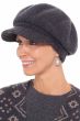 Woman in thick wool winter newsboy hat with ribbed brim for cancer patients