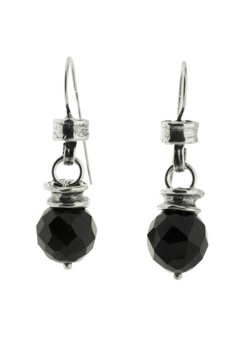 Sterling Silver Earrings | Black Onyx Drop Bead