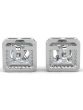Norah Princess Cut Halo Stud Earrings by Cate & Chloe | Simulated Diamond Crystals