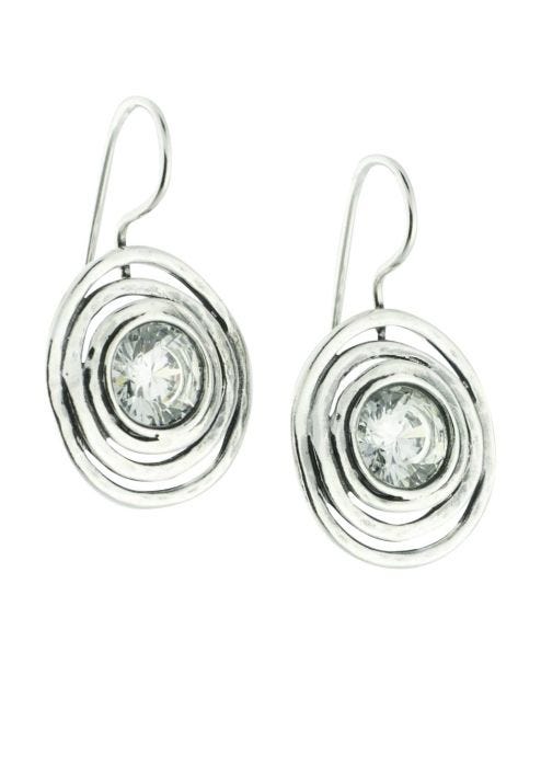 Sterling Silver Cubic Zirconia Spiral Earrings