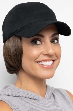Baseball Hat with Hair: 8273 (8225) Shorty Hat Black-7H