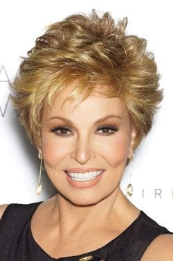 Raquel Welch in a short, textured, ginger blonde lace front wig