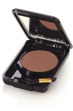 Brown eyebrow powder in case