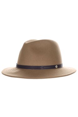 Tan Polyester Fedora Hat with Vegan Leather Band