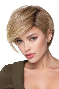 Angled Pixie by Tressallure Wigs - Heat Friendly Synthetic Wig-14/26/10R - Light Red, Brown Gold Blonde, Highlights Rooted, Medium Brown  | 14/26/R10 | 14/26/R10 | Sunset Melt