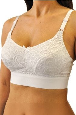Anna #5628 by Nearly Me | Lace Full Coverage Mastectomy Bra with Pockets
