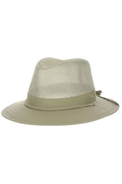 Cool khaki men's hat with mesh sides for ventilation and cooling properties