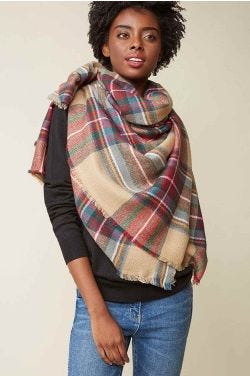 Classic Plaid Blanket Scarf & Wrap