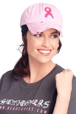 Ribbon Distressed Baseball Cap | Baseball Caps for Women | Vintage Pink