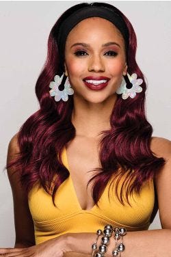 20" Wavy Waves Headband 3/4 Cap Hairpiece Headband Wig by Kim Kimble | Heat Resistant