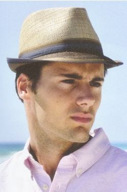 Mens Raffia Ribbon Fedora