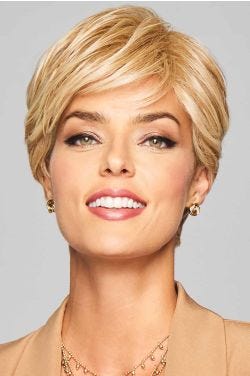 A short layered pixie cut wig with side swept bangs
