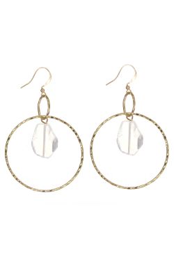 Gemstone Loop Drop Earrings | Semi-Precious Gemstone Earrings
