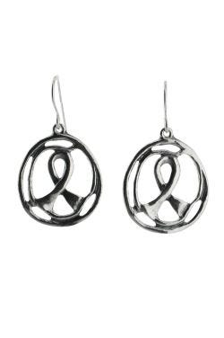 Sterling Silver Earrings | Awareness Ribbon Circle