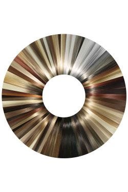 A metal ring with Rene of Paris, Noriko, and Amore color swatches