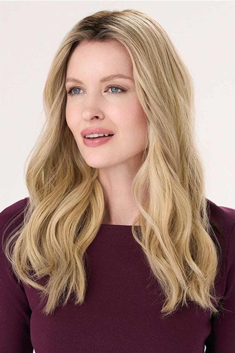 Barely There 16-18 Inch Wavy Hair Topper by Envy | Lace Front, Mono, Heat Friendly