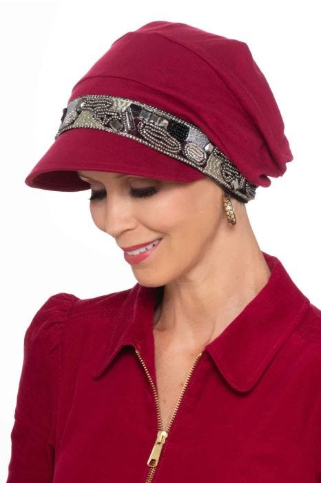 Uptown Slouchy Hat | Embellished Organic Cotton Messenger Newsboy Cap