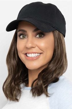Baseball Hat with Hair: 8270 Wavy Hat Black-7H