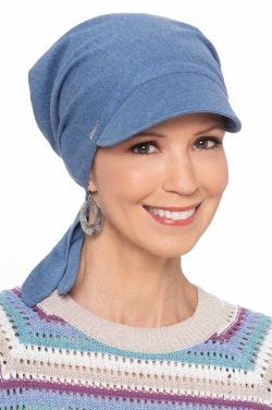 UPF Adeline Visor Headwrap | Cardani 100% Cotton Pre-Tied Scarf with Brim | UPF 50+ Sun Protection