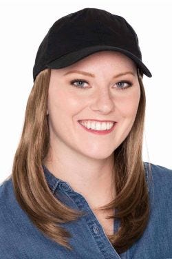 Lisette Long Baseball Cap | 12 Light Golden Brown - Black Hat