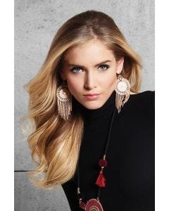 Woman in a 16" dark ash blonde clip in hair extension