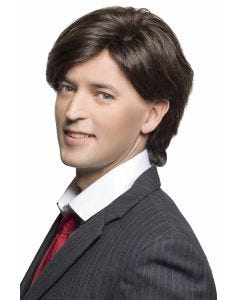 Man in a short dark brown men's human hair wig
