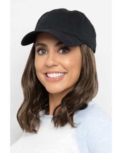 Baseball Hat with Hair: 8270 Wavy Hat Black by Henry Margu