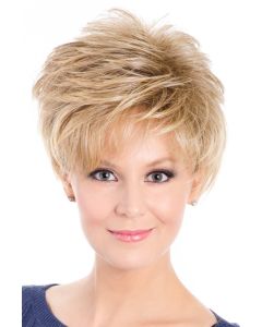 Woman in a 2" to 4.5" light blonde hair topper for thinning hair