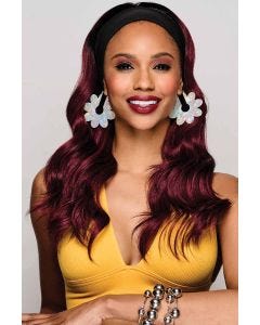 20" Wavy Waves Headband 3/4 Cap Hairpiece Headband Wig by Kim Kimble | Heat Resistant