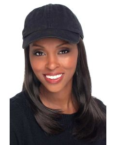 Lisette Long Baseball Cap with Hair by Cardani | Hats with Hair