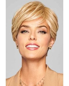 A short layered pixie cut wig with side swept bangs