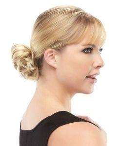 Woman in a light blonde 2.5" hair scrunchie