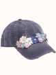 3D Embellished Flower Baseball Cap | Floral Cotton Baseball Hat for Women